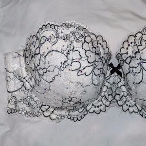 Victoria's Secret Dream Angel Multi Way White Bra Bling Lace 34 C Missing Straps